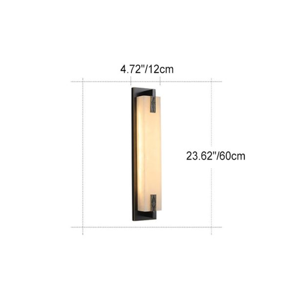 Modern Transitional Rectangular Copper Marble LED Outdoor Wall Sconce Lamp For Outdoor Patio - Image 5