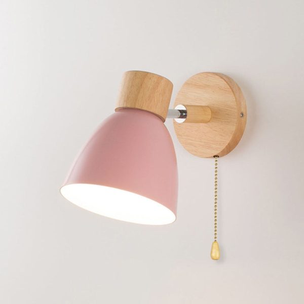 Modern Minimalist Solid Color Macaron Iron Wood 1-Light Wall Sconce Lamp - Image 17