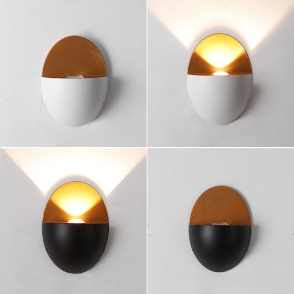 Modern Minimalist Oval Shape Aluminum Outdoor Waterproof LED Wall Sconce Lamp - Image 11