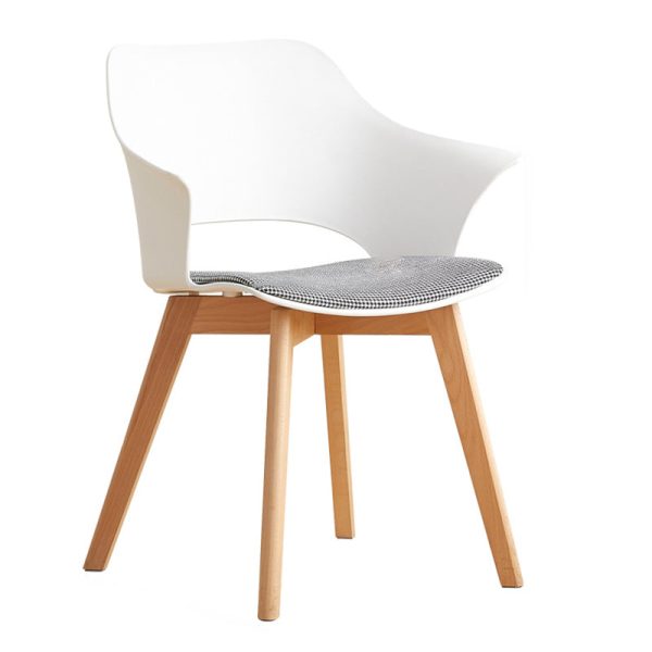 Contemporary Nordic Curved Plastic Wood Legs Dining Chair Backrest Armrest For Dining Room - Image 20