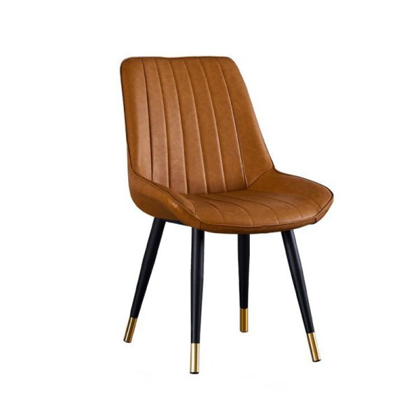 Modern Luxury Square Curved Leather Metal Dining Chair Backrest Armless For Dining Room - Image 25