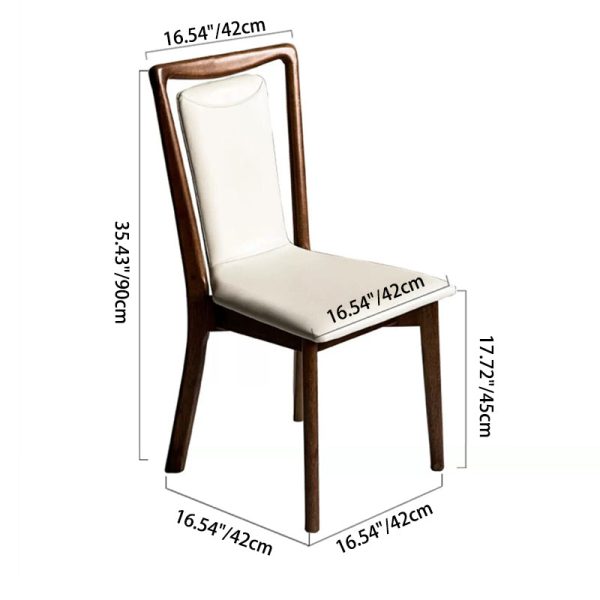 Traditional Chinese Rectangular Solid Wood Leather Dining Chair Backrest For Dining Room - Image 3