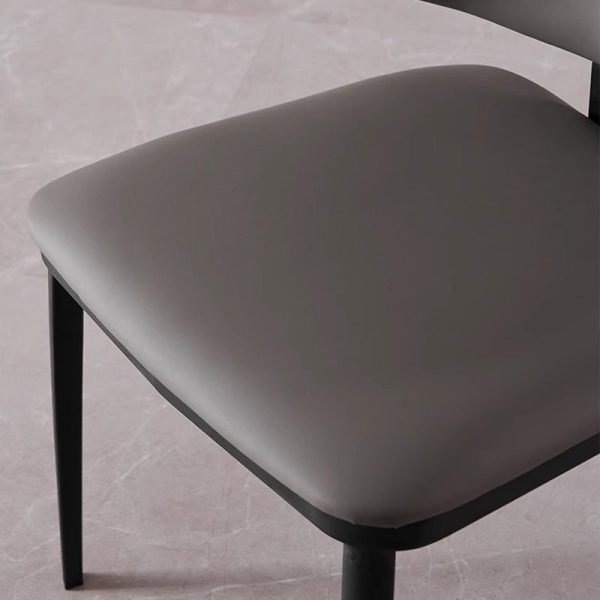 Modern Minimalist Square Cushion Microfiber Leather Carbon Steel Dining Chair Backrest For Dining Room - Image 7