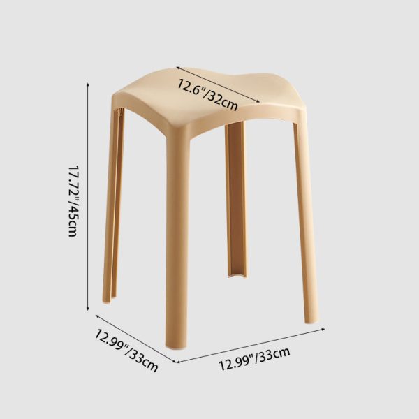 Contemporary Scandinavian Corrugated Plastic Stackable Vanity Stool Backless For Living Room - Image 3
