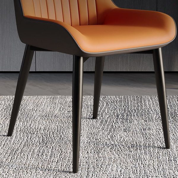 Modern Minimalist Steel Leather Dining Chair Backrest Armless For Dining Room - Image 5