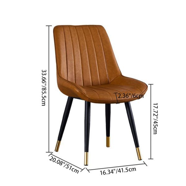 Modern Luxury Square Curved Leather Metal Dining Chair Backrest Armless For Dining Room - Image 4