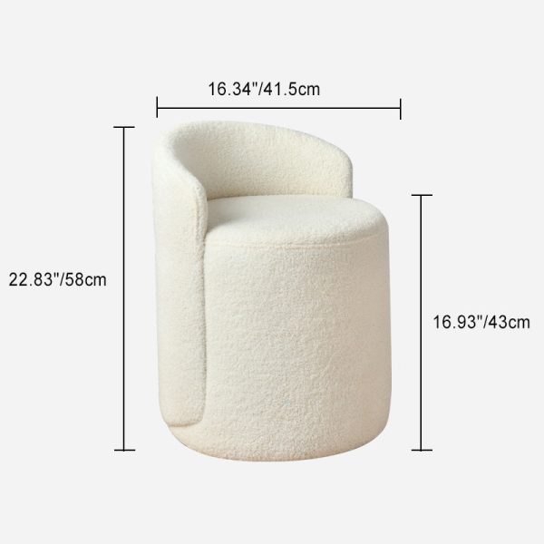 Modern Minimalist Cylinder Leather Cashmere Kilim Bird Check Foam Vanity Stool Backrest Swivel For Bedroom - Image 4