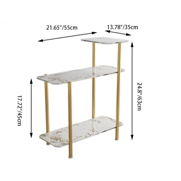 Contemporary Scandinavian Rectangle Rock Panel Steel Side Table 3-Tier For Living Room - Image 5