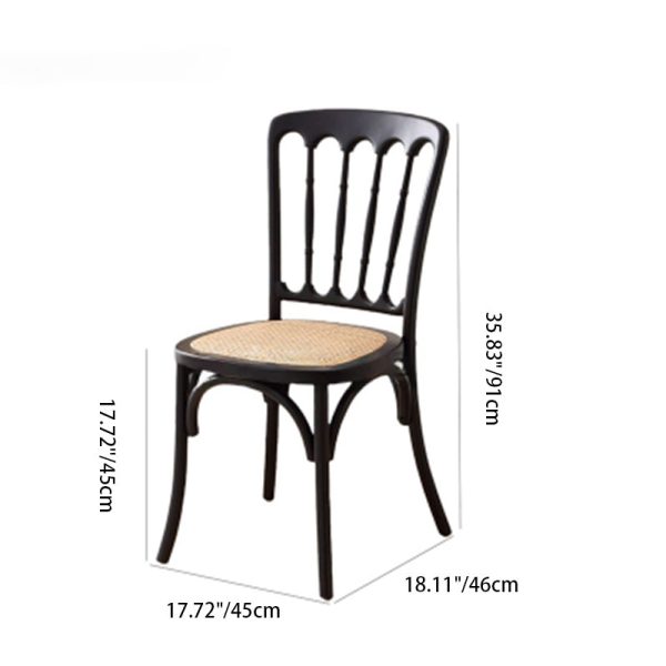 Traditional Vintage Round Rattan Solid Wood Dining Chair Backrest For Dining Room - Image 4