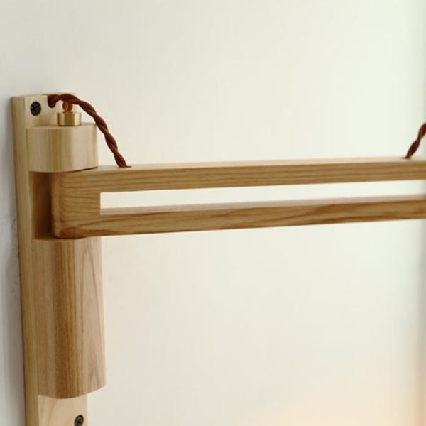 Nordic Milk White Striped Glass Walnut Retractable 1-Light Wall Sconce Lamp - Image 15