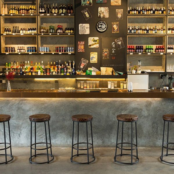 Contemporary Industrial Round Solid Wood Iron Frame Bar Stool Backless Footrest For Dining Room - Image 7