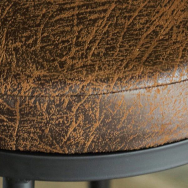 Contemporary Industrial Round Solid Wood Iron Frame Bar Stool Backless Footrest For Dining Room - Image 5