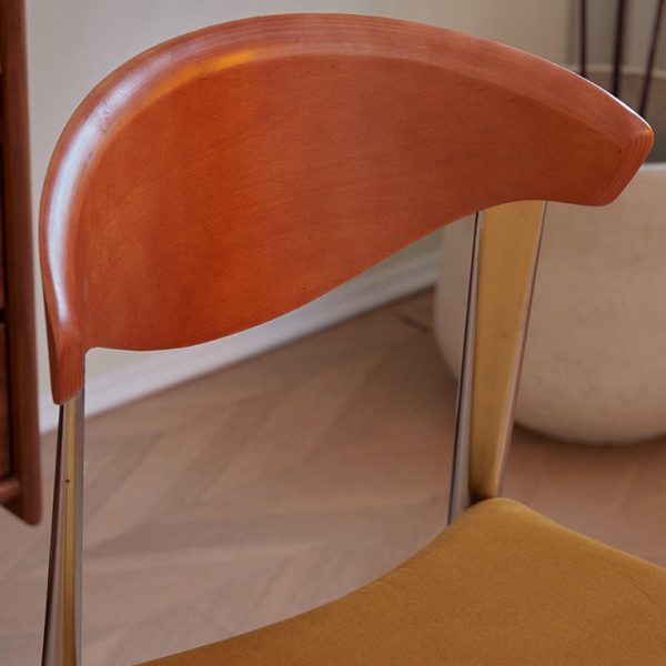 Traditional Vintage Square Metal Fabric Foam Dining Chair Four Legs Backrest For Dining Room - Image 9