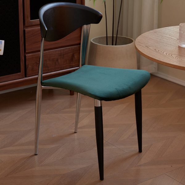 Traditional Vintage Square Metal Fabric Foam Dining Chair Four Legs Backrest For Dining Room - Image 10