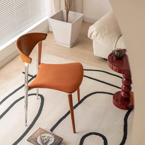 Traditional Vintage Square Velvet Iron Tapered Legs Dining Chair Backrest Armless For Dining Room - Image 3