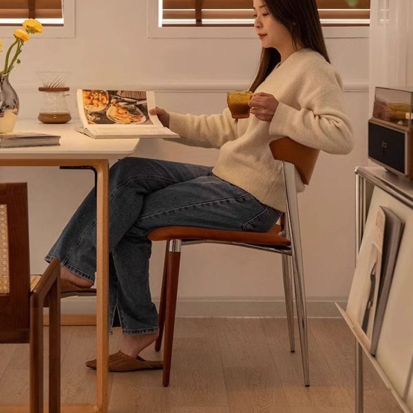 Traditional Vintage Square Velvet Iron Tapered Legs Dining Chair Backrest Armless For Dining Room - Image 12