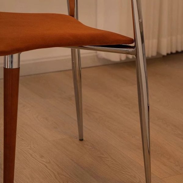 Traditional Vintage Square Velvet Iron Tapered Legs Dining Chair Backrest Armless For Dining Room - Image 8