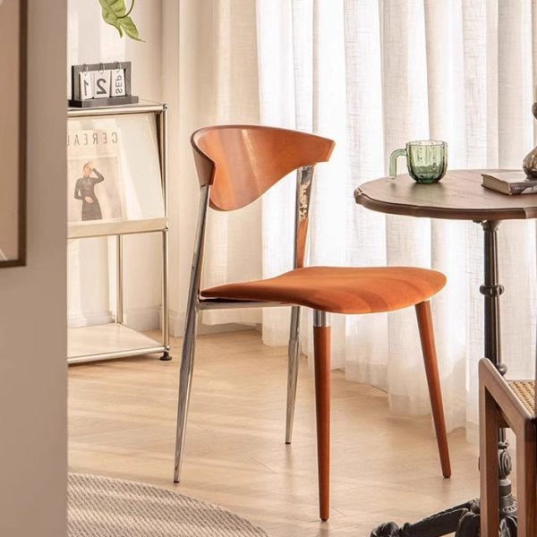 Traditional Vintage Square Velvet Iron Tapered Legs Dining Chair Backrest Armless For Dining Room - Image 4