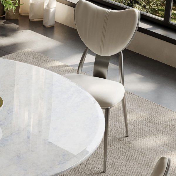 Modern Luxury Curved Microfiber Leather Metal Frame Dining Chair Backrest For Dining Room - Image 4