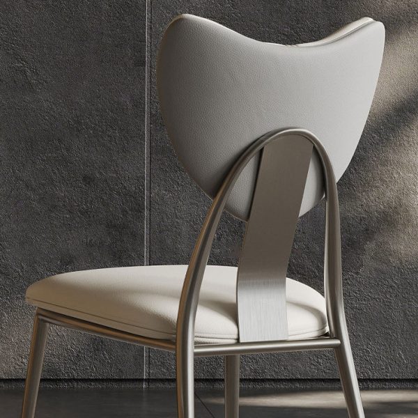 Modern Luxury Curved Microfiber Leather Metal Frame Dining Chair Backrest For Dining Room - Image 5
