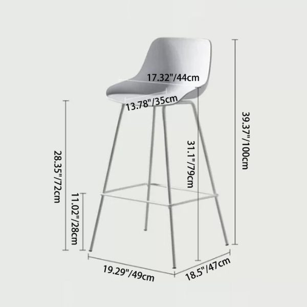 Contemporary Simplicity Curved Plastic Solid Color Bar Stool Backrest Footrest For Dining Room - Image 5