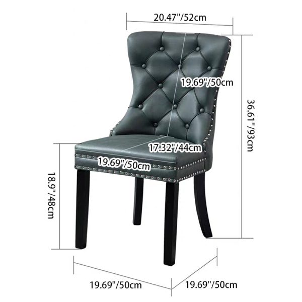Traditional European Fabric Upholstered Square Dining Chair Tufted Backrest For Dining Room - Image 5