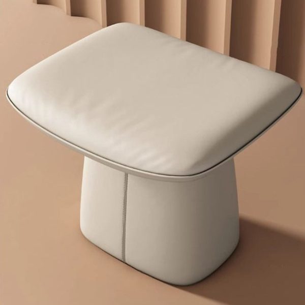 Modern Minimalist Square Microfiber Leather Solid Wood Vanity Stool Backless Armless For Bedroom - Image 10