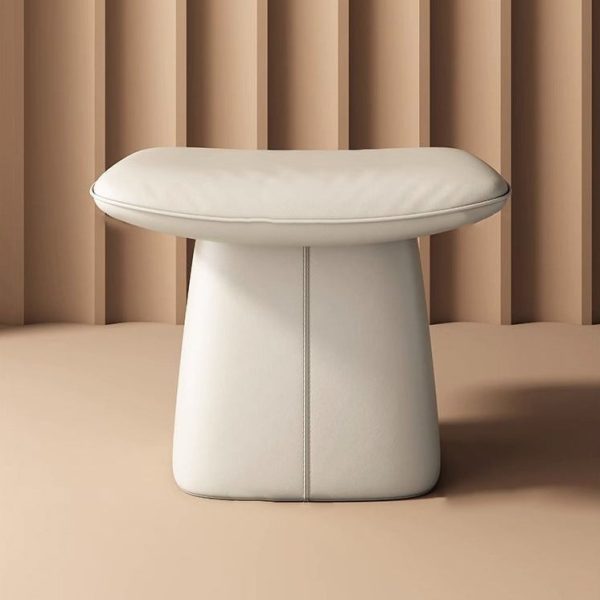 Modern Minimalist Square Microfiber Leather Solid Wood Vanity Stool Backless Armless For Bedroom - Image 6