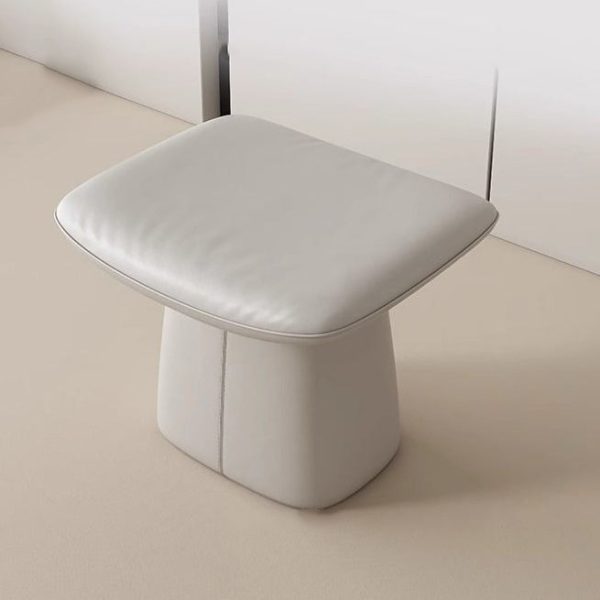 Modern Minimalist Square Microfiber Leather Solid Wood Vanity Stool Backless Armless For Bedroom - Image 9