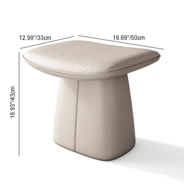 Modern Minimalist Square Microfiber Leather Solid Wood Vanity Stool Backless Armless For Bedroom - Image 4