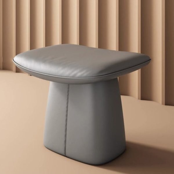 Modern Minimalist Square Microfiber Leather Solid Wood Vanity Stool Backless Armless For Bedroom - Image 7