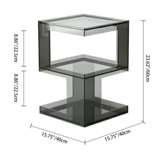 Modern Luxury Square Acrylic End Table 3-Tier For Living Room - Image 4