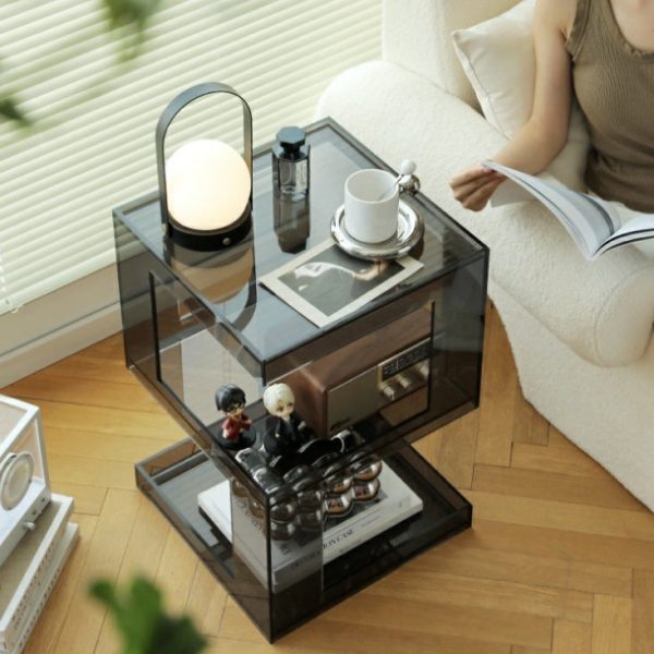 Modern Luxury Square Acrylic End Table 3-Tier For Living Room - Image 3