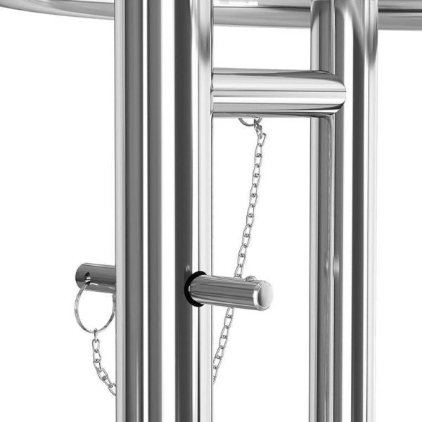 Modern Minimalist Round Tabletop Stainless Steel Tempered Glass Side Table Extendable For Living Room - Image 6
