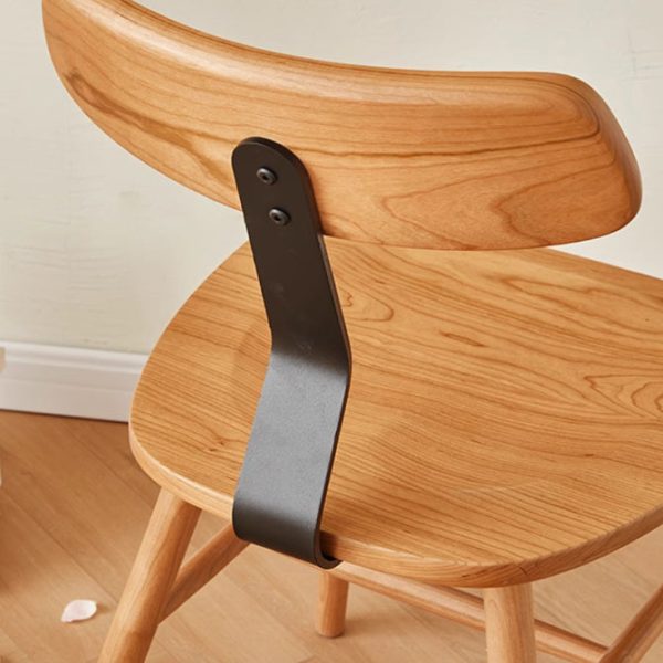 Contemporary Nordic Cherry Wood Iron Curved Square Dining Chair Backrest For Dining Room - Image 7