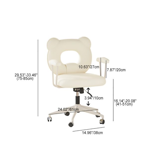 Contemporary Nordic Leather Steel Iron Sponge Bear Square Desk Chair Backrest Armrest Adjustable For Home Office - Image 5