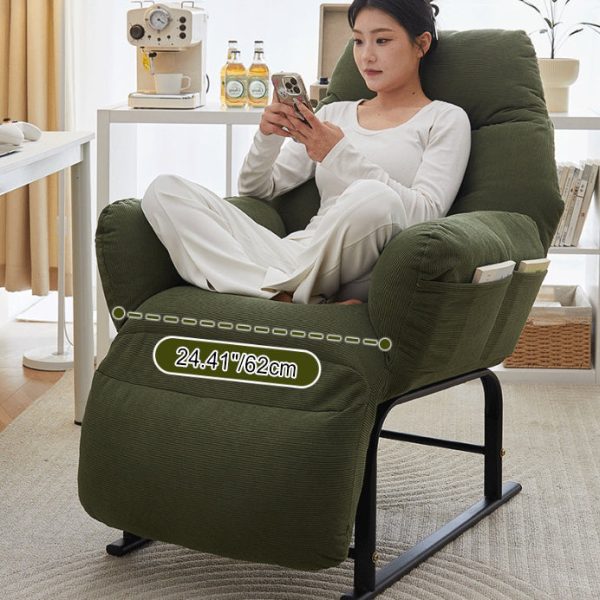 Modern Simplicity Corduroy Cotton Sponge Iron Carbon Steel Square Recliner Footrest Adjustable For Bedroom - Image 12