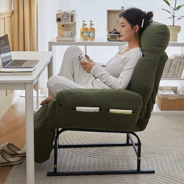 Modern Simplicity Corduroy Cotton Sponge Iron Carbon Steel Square Recliner Footrest Adjustable For Bedroom - Image 15