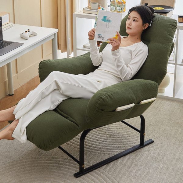 Modern Simplicity Corduroy Cotton Sponge Iron Carbon Steel Square Recliner Footrest Adjustable For Bedroom - Image 16