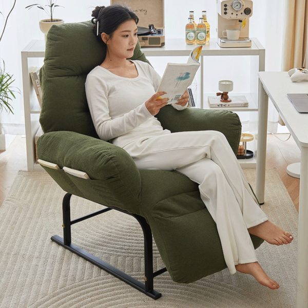 Modern Simplicity Corduroy Cotton Sponge Iron Carbon Steel Square Recliner Footrest Adjustable For Bedroom - Image 17