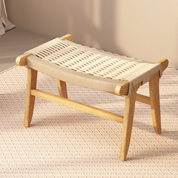 Contemporary Nordic Weaving Wood Rope Rectangular Square Accent Chair Backrest Armrest For Living Room - Image 13