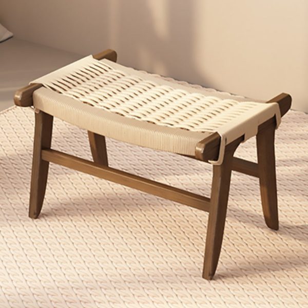 Contemporary Nordic Weaving Wood Rope Rectangular Square Accent Chair Backrest Armrest For Living Room - Image 14