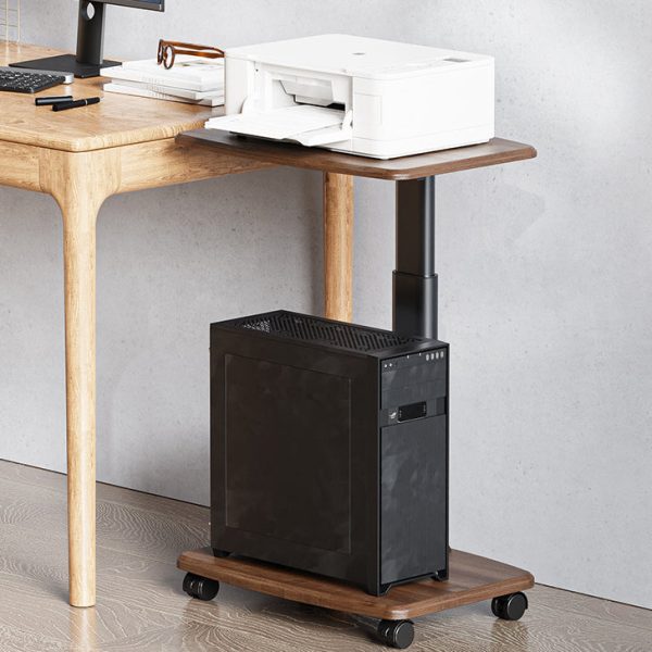 Contemporary Scandinavian Rectangular Wood Carbon Steel Tube Movable End Table 2-Tier For Living Room - Image 9