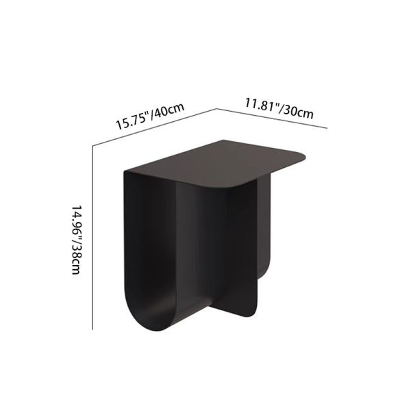 Modern Minimalist Round Rectangular T Shape Iron Stainless Steel End Table 1-Storage For Bedroom - Image 6