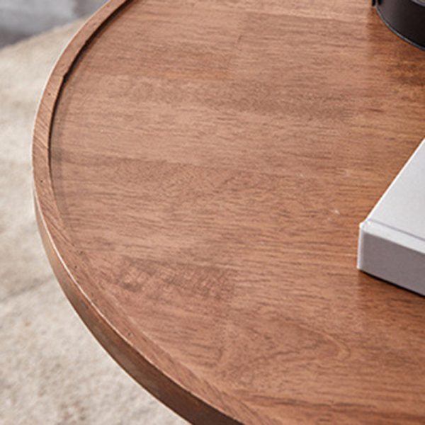 Modern Simplicity Round Rubber Wood End Table 2-Tier For Living Room - Image 8
