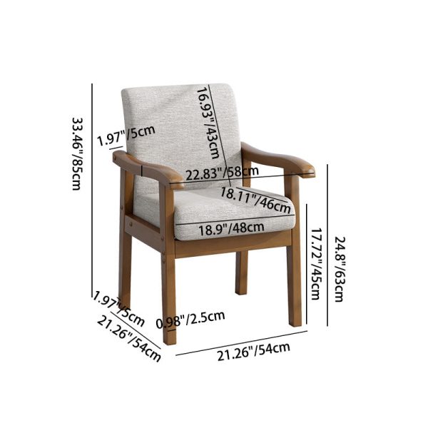 Modern Minimalist Square Upholstered Cotton Linen Fabric Solid Wood Chair For Living Room - Image 4