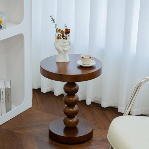 Traditional Vintage Round Beaded Wooden Coffee Table For Living Room - Image 29