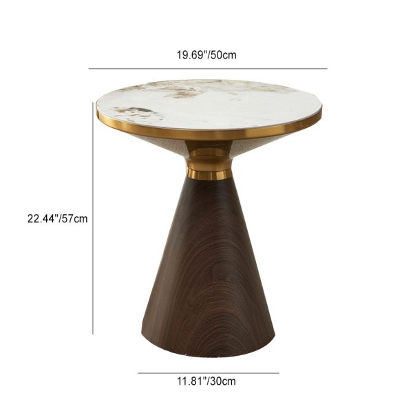 Modern Luxury Cone Base Rock Slab Metal Carbon Steel Side Table 1-Leg For Living Room - Image 4