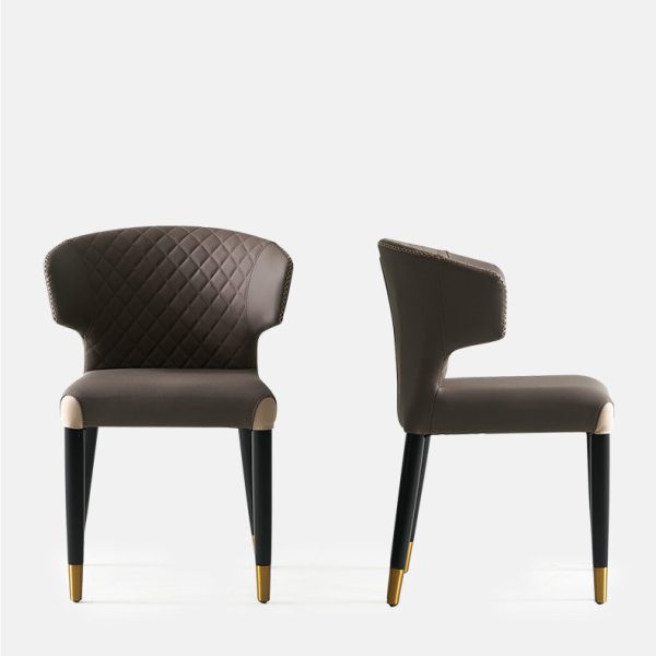 Modern Minimalist Microfiber Skin Wood Carbon Steel Sponge Square Arc Dining Chair Backrest For Dining Room - Image 16