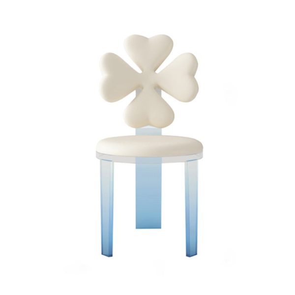 Modern Minimalist Clover Microfiber Leather Acrylic Dining Chair Backrest For Dining Room - Image 7